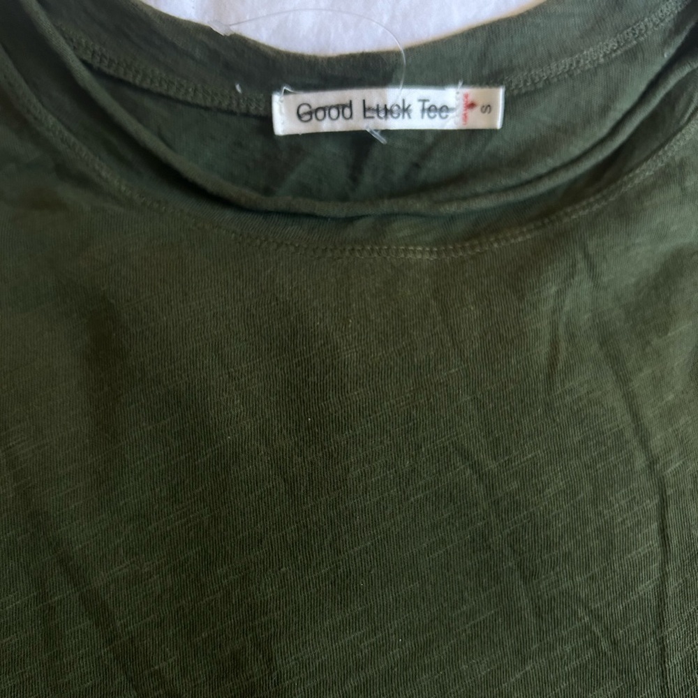 New Anthropologie Paula Asymmetrical Seamed Good Luck Tee Size Small Green - Picture 4 of 6